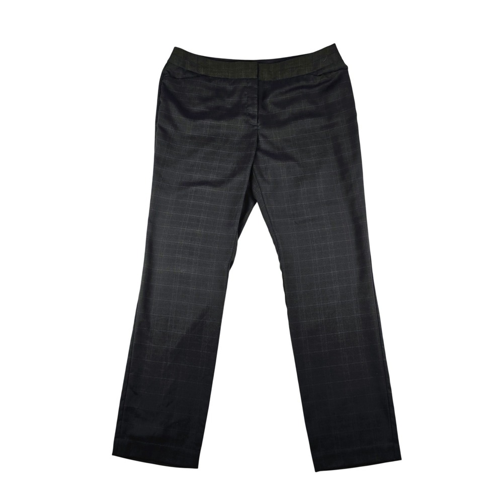 Worthington Modern Fit Plaid Dress Pants Women 16 Gray Brown Straight Leg Office